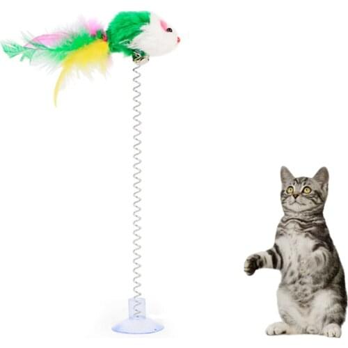 1PCS Random Color Legendog Cat Toy Funny Interactive Suction Spring Cat Toy Cat Feather Wand Cat Teaser Training Toys