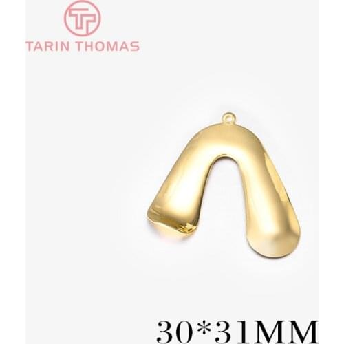 10PCS 30x31MM Hanging Hole 1MM 24K Gold Color Brass V Shape Charms Pendants High Quality Diy Jewelry Findings Accessories