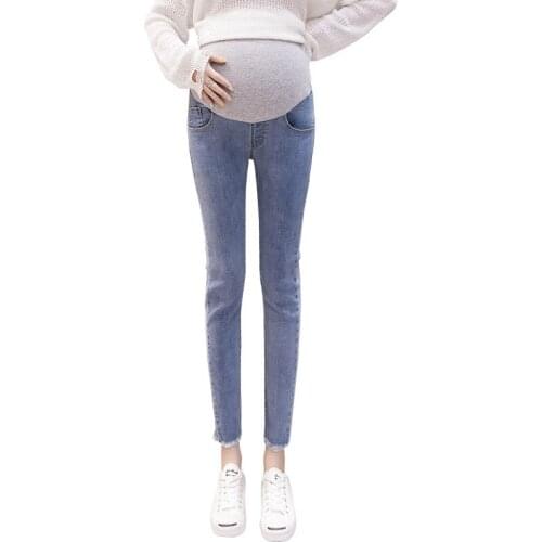 2021 Cotton Maternity Jeans Fashion Cropped Trousers Maternity Wear Spring Pregnancy Pants P0214