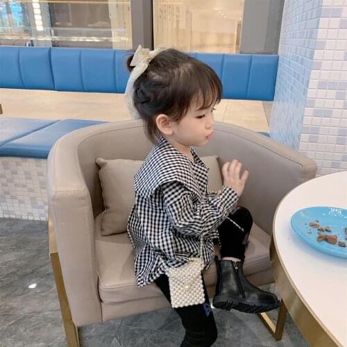 2021 Summer Girls Blouses Clothes Baby Girls Full Sleeve Blouse Children Checkered Casual Fashion Shirt Top Kids Clothes W08