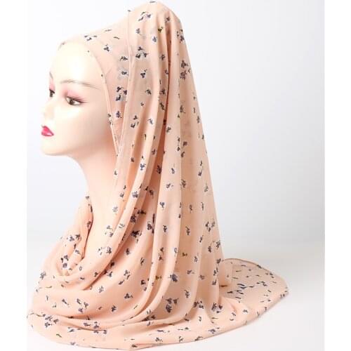 2021 Fashion Floral Hijab Scarf for Women Print Muslim Head Wraps Foulard Scarves Female Solid Plain Bubble Chiffon Hijabs