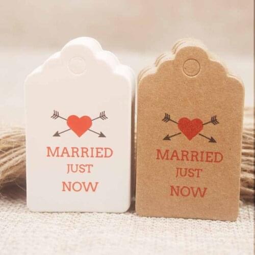 5*3cm DIY Happy valentines day gift label tag Just married wedding label tag w/ red heart cookies/candy tag100pcwith 100 string