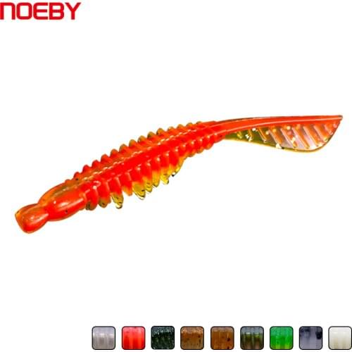 6pcs/Bag NOEBY Soft Lure 100mm 3.5g Fishing Worm Lures Rubber Silicone Jerkbait Shallow Shad Bass Swimbait Fishing Tackle S3115
