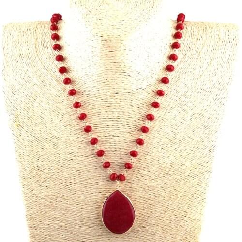 Free Shipping Fashion Bohemian Jewelry Rosary Chain Link Crystal Stone Drop Pendant Necklaces For Women