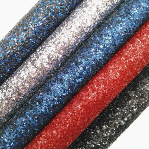 Amonglitter Navy Blue Chunky Glitter Leather Glitter Fabric with Color Matching Backing for DIY Bows Bags 21x29cm A4 size MB003