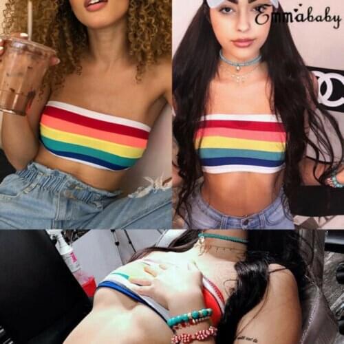 Brand New Emmababy Sexy Women Off Shoulder Stretch Tube Blouse Strapless Bandeau Crop Top Shirt