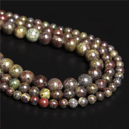 New Arrival Natural Dragon Blood Stone Round Loose Beads 15-inch Strand 6 8 10 12 MM Choose the size for jewelry making