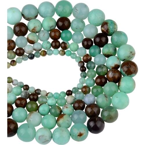 Chanfar High Quality Natural Chrysoprase Stone Round Beads For Jewelry Making DIY Bracelet Necklace 4/6/8/10/12mm Strand