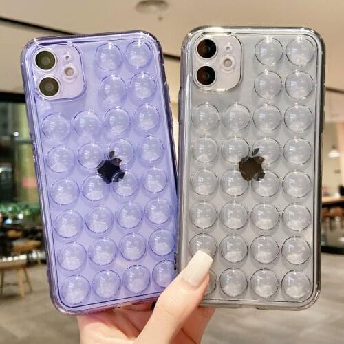 USLION Relive Stress Phone Case For iphone 12 11 Pro X XR XS Max 7 8 Plus SE 2020 Transparent Bubble PC Shockproof Phone Cover