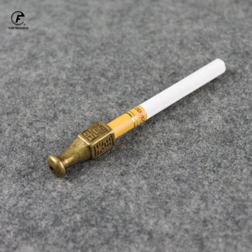 Pure Copper Smoke Word Riches and Honour Cigarette Holder Fillter Tobacco Pipe Handmade Desk Decoration Home Decor Accessories