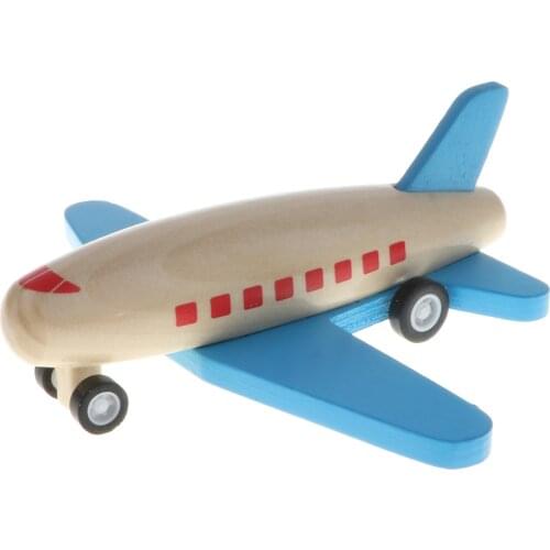 Kids Babys Wooden Pull Back And Go Airplane Model Kit Early Educational Toy