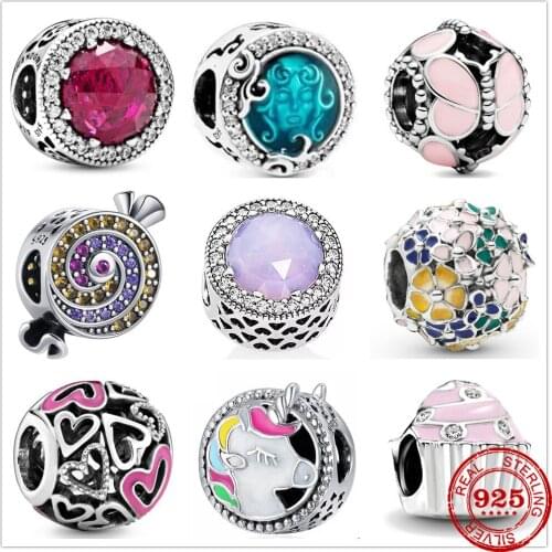 Hot Sale 100% Real 925 Sterling Silver Charm candy Ladybug Fit Original Pandora Bracelet Making Fashion DIY Jewelry For Women