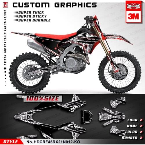 KUNGFU GRAPHICS Personalised Stickers Motocross Decals for CRF450R CRF450RX CRF 450R 450RX 2021 2022, Black White