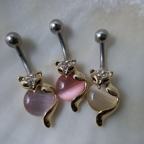 High Quality fox Navel Ring Surgical Steel Piercing Belly Button Rings Beautiful animal Navel Piercing Sex Body Jewelry