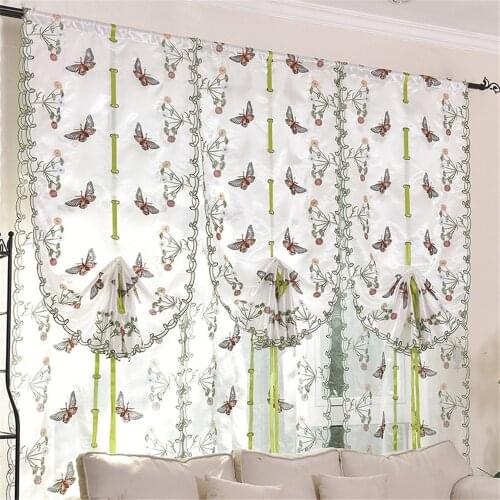 Beautiful Butterfly Kitchen Curtains Tulle for Windows Sheer Curtains for Living room Bedroom Window Embroidered Roman Curtain