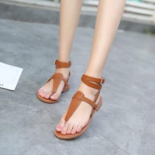 LAASIMI Womens Summer Retro Sandals Ladies Leather Gladiator Slide for Woman Buckle Strap Party Shoes Female Rome Open Footwear