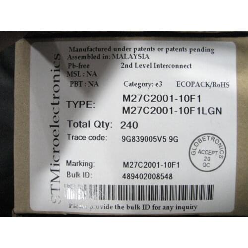 M27C2001-10F1 UVPROM, 256KX8, 100ns, CMOS, CDIP32