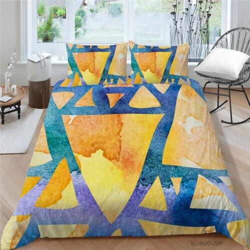 King Size Bedding Set Geometry Fashionable Colorful Duvet Cover Set Queen Double Twin Full Single Bed Set Watercolour