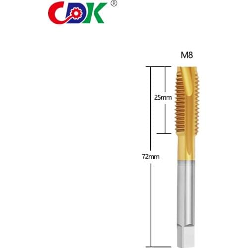 One pcs M8 Titanium Electroplating HSSE Machine Screw Tap Spiral Pointed Taps DIY Tool