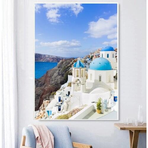 Santorini Island Greece Church Houses DIY 5D Full Drill Diamond Painting Paint Cross Stitch Mosaic Embroidery Kits