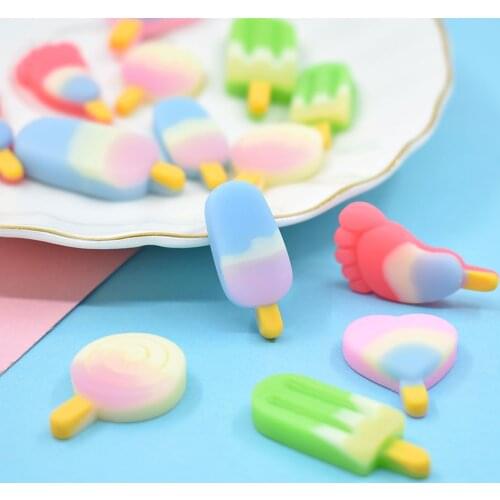 10pcs/lot Resin Ice Cream Colorful Charm flatback Charm For DIY Hair Bow Scrapbooking Decoration Craft Charm
