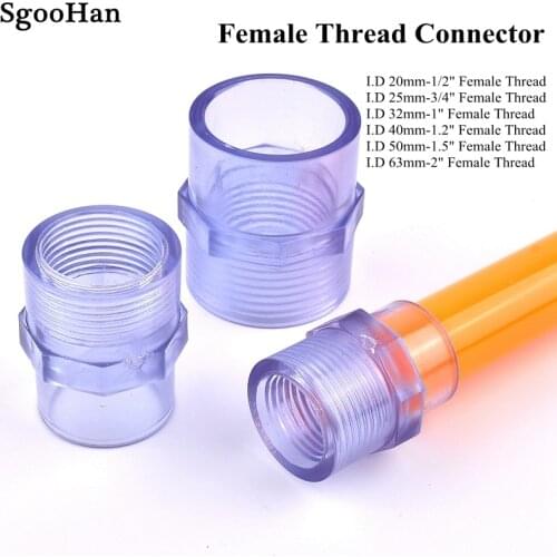 1pc Transparent 1/2"To 2" Female Thread Connectors UPVC Pipe Watering Tube Adapter Fittings Aquarium Fish Tank Socket Joints