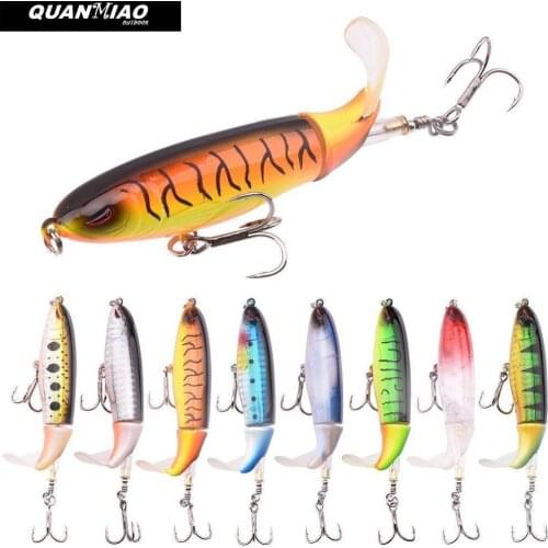 QuanMiao Plopper 10cm Topwater Fishing Lure Artificial Bait Hard Plopper Soft Rotating Tail Fishing Tackle 1PC
