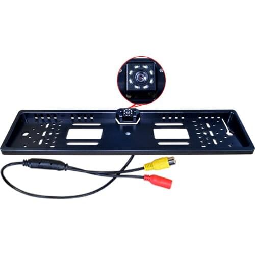 European License Plate Frame Universal Reversing Night Vision Camera 4/8 LED Lights with Parking Sensor for Reversing System