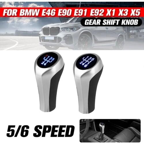 Car LED Gear Shift Knob WITH/LED Backlight Leather Shifter Lever Handle Stick For-BMW E46 E90 E91 E92 X1 X3 X5