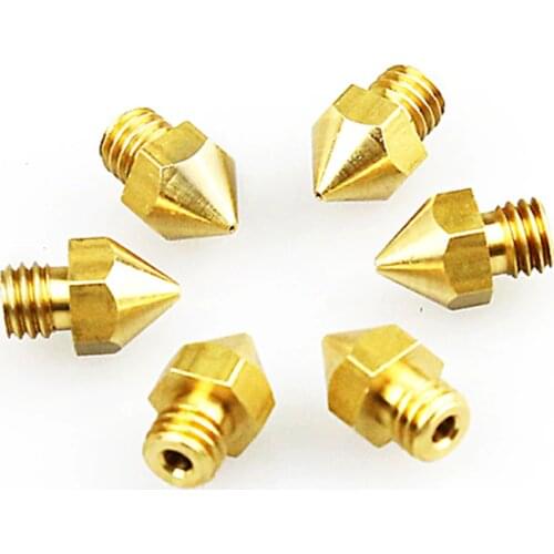 Anet 3d printer nozzles 5pcs 0.2/0.3/0.4/0.5mm M6 extruder MK8 Copper Nozzle for a6 a8 e10 e12 CR-10 Ender-3 reprap I3 3D parts