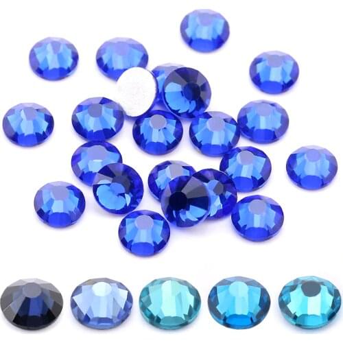 SS4-SS20 Sapphire Rhinestone for Nail Art стразы 1440pcs Flat back Non Hotfix Glue on Nail Art Rhinestones for needlework