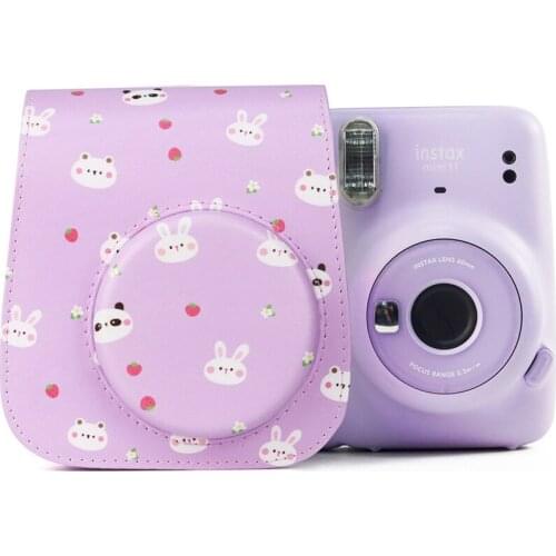 Fujifilm Instax Mini 11 9 8 Camera Bag Purple Rabbit PU Leather Mini Film Instant Camera Shoulder Bag Protector Cover Case Pouch