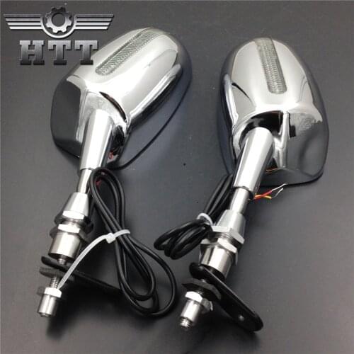 LED Rearview Side mirror For 04-07 Kawasaki ZX10R/99-08 Suzuki Hayabusa Honda CBR 600 F1 F2 F3 CBR 900 929 954 RR Chrome