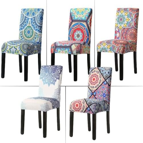 Bohemian Style Chair Cover Home Dining Elastic Chair Covers Universal Stretch Anti-dirty Removable