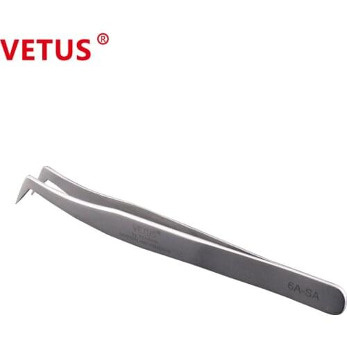 VETUS SA Series Stainless Steel anti-static eyelash tweezers 6a-sa superhard Eyelash Extension tool Best Quality Tweezer