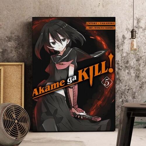 WTQ Vintage Poster Anime Posters Akame Ga Kill Canvas Painting Wall Decor Wall Art Picture for Living Room Decoration Home Deco