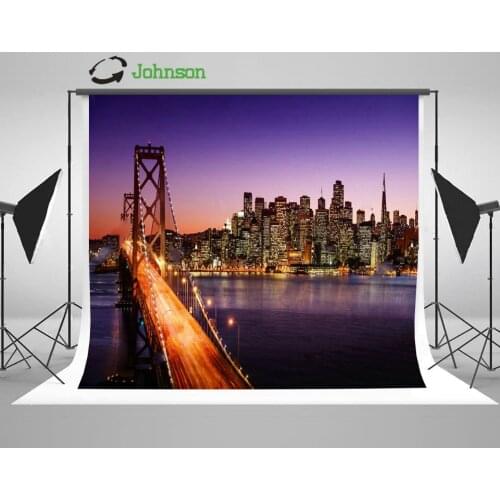 Sunset San Francisco Super City Skyline Bay Bridge River backdrop polyester or Vinyl cloth Computer print wall background