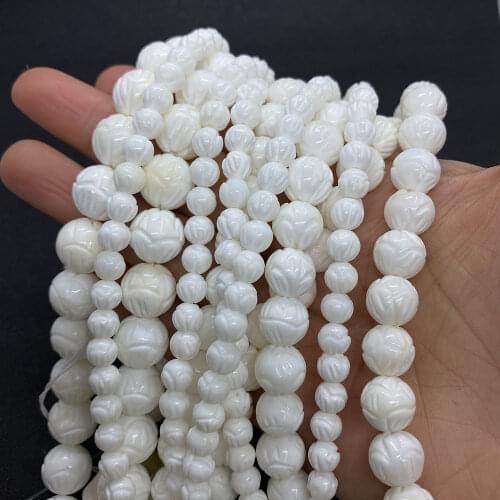 Natural Shell Pearl Loose Beads Strand Carved Flower Shape High Quantity Goods Beads for Bracelet Necklace Making Whosale