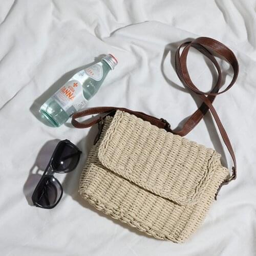 Fashion Rattan Women Shoulder Bags Small Designer Handbags Lady Wicker Woven Crossbody Bag Summer Beach Straw Messenger Purses
