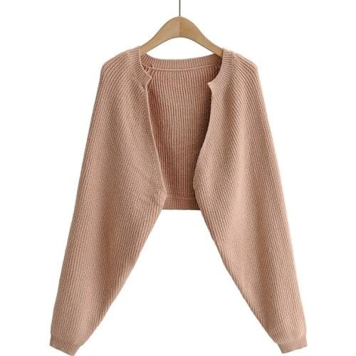 Wixra Full Sleeve Cardigans Womens V Neck Female Open Stitch Knitted Solid Sweaters Spring Autumn