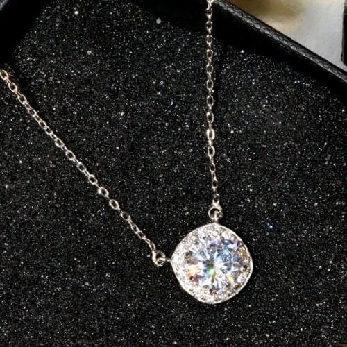 REETI 925 Sterling Silver Zircon square Necklaces Pendant Fashion Sterling Silver Jewelry Statement for Women Bijoux