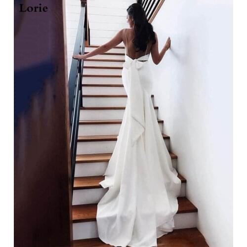 LORIE Mermaid Wedding Dress 2020 Vestidos de novia Spaghetti Straps Soft Satin Sexy Bridal Gown Elegant Backless Wedding Gowns