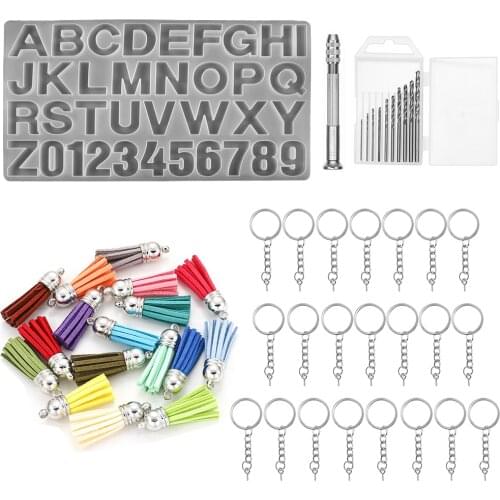 1 Set Crystal Epoxy Resin Mold Alphabet Letter Number Keychain Pendant Casting Silicone Molds DIY Crafts Jewelry Making Tools