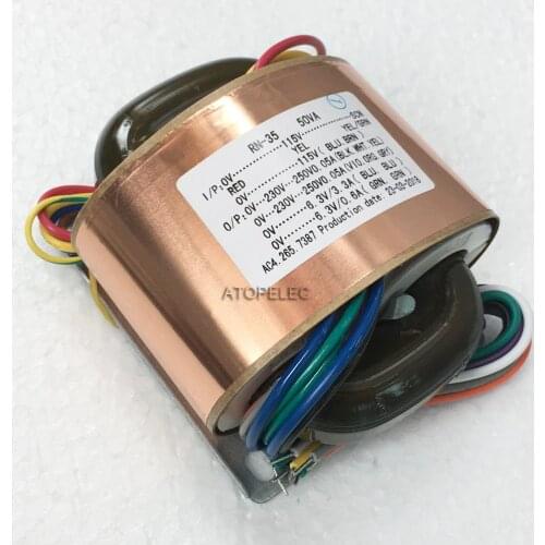 115V 230V 50W R-Core Shielded Transformer 250V 6.3V for Audio Amplifier Preamps AMP DAC R Core