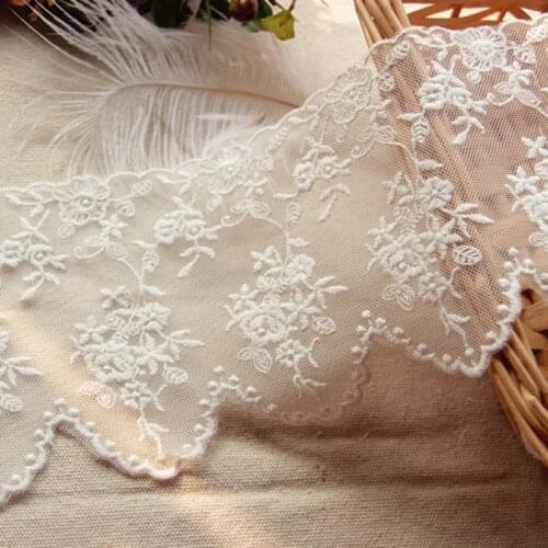 15Yards White Flower Cotton Embroidered Lace Decoration Accessories Lace Trim Width 11cm