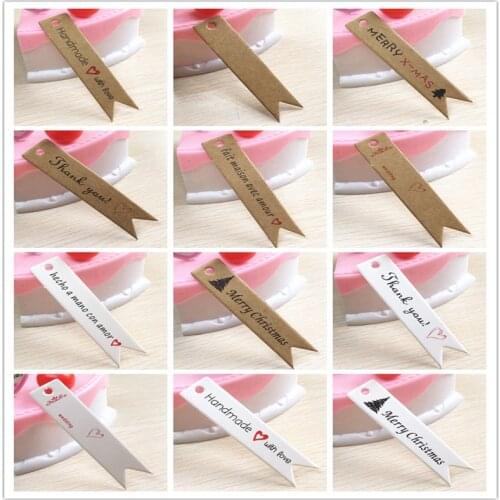 300Pcs/Lot 7x1.5cm Thin Long Strip Bookmark Shaped Paper Price Tags Imprinted Spanish And French Handmade With Love Gifts Labels