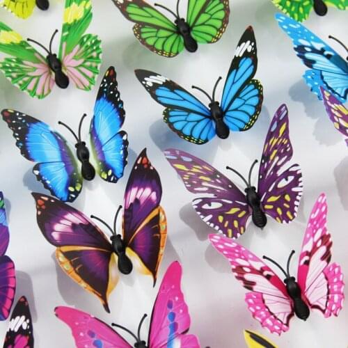 3D Butterfly wall stickers living room self-adhesive wedding room decoration magnet pin plunger clip type refrigerator stickers