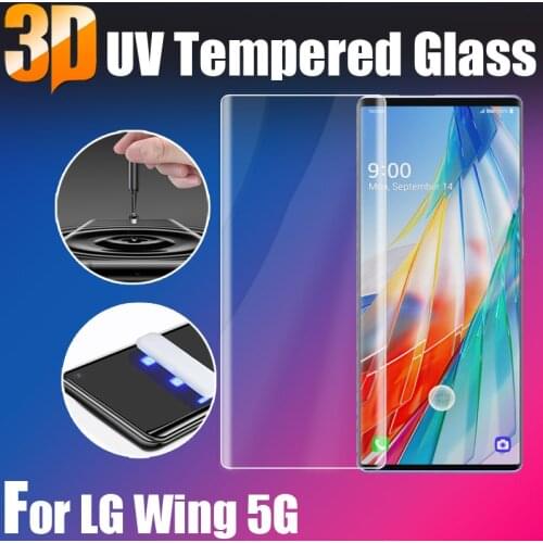 3D Full Glue Screen Protectors Coverage For LG Wing 5G UV Tempered Glass film For LG wing 5G UV Liquid Curved