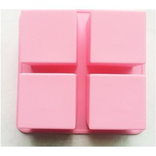 4 Cavity Squares Silicone Loaf Cake Bar Baking Pan Chocolate Jelly Ice Cube Soap Candle Wax candy Mould Mold