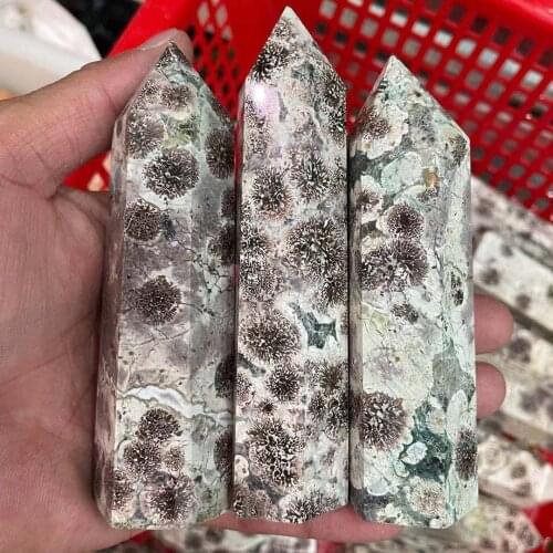 500-1500g Natural plum blossom crystal pillar healing point decoration home retro stone design decoration